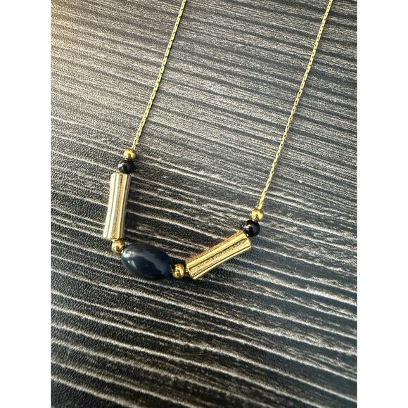 Vintage Napier Gold and Black Elegant Simple Necklace - Picture 2 of 4